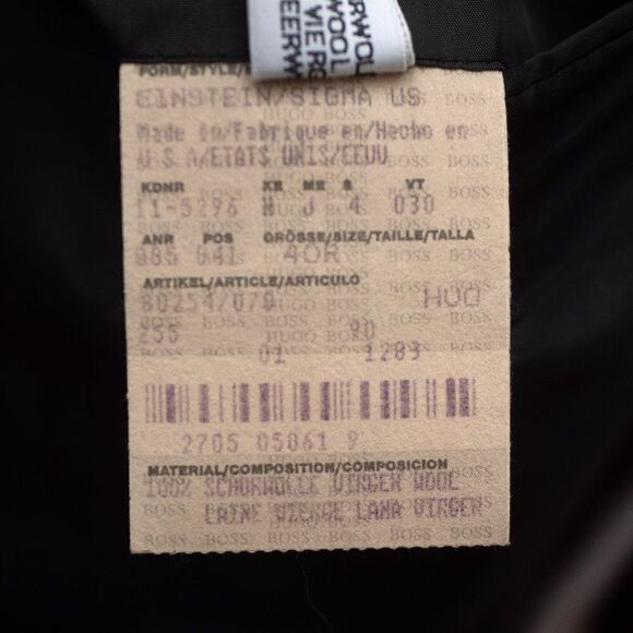 Hugo Boss 40R Black Sport Coat Blazer Jacket Plaid 3B Wool D060389 - Picture 11 of 11